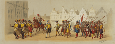 29167 Eerste blad van de maskerade van de studenten van het Utrechtsch Studenten Corps op 28 juni 1881, ter gelegenheid ...